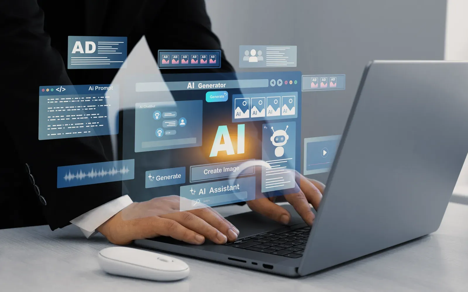 Interface de générateur d'intelligence artificielle sur un ordinateur portable