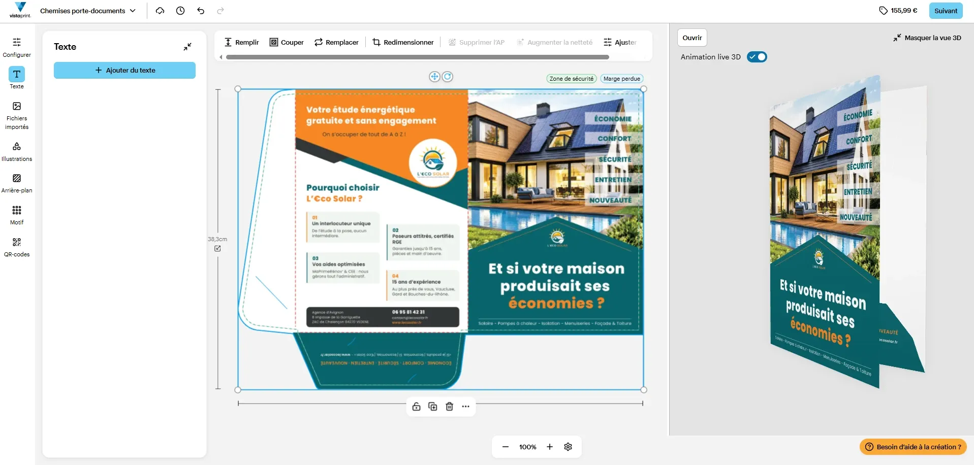 Chemise porte-documents remise en rendez-vous, dans la continuité du site. Un design livré prêt à être imprimé chez votre imprimeur préféré.